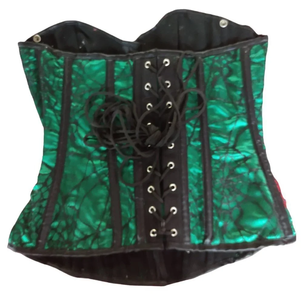 Burleska Green Satin and Lace Corset - Picture 4 of 11